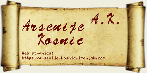 Arsenije Kosnić vizit kartica